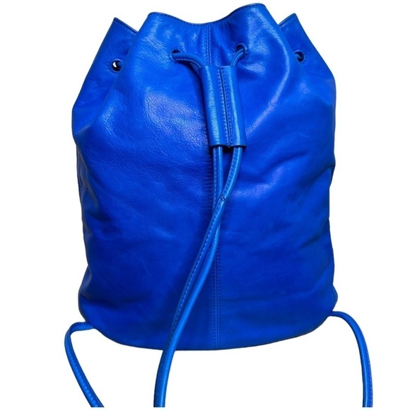 Elizabeth and James Electric Blue Leather Cinch Top Backpack Bucket Bag main image 7